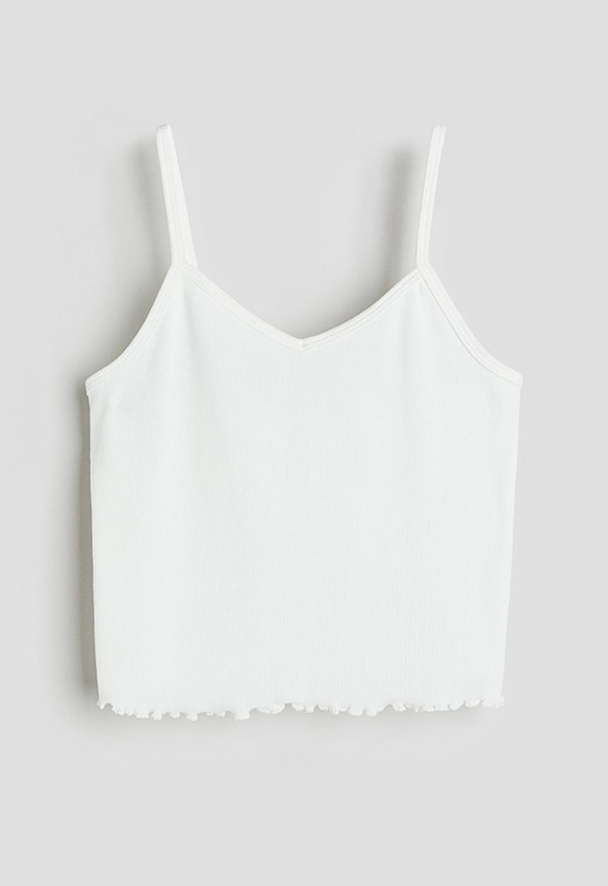 H&M - Ribbed jersey strappy top - white