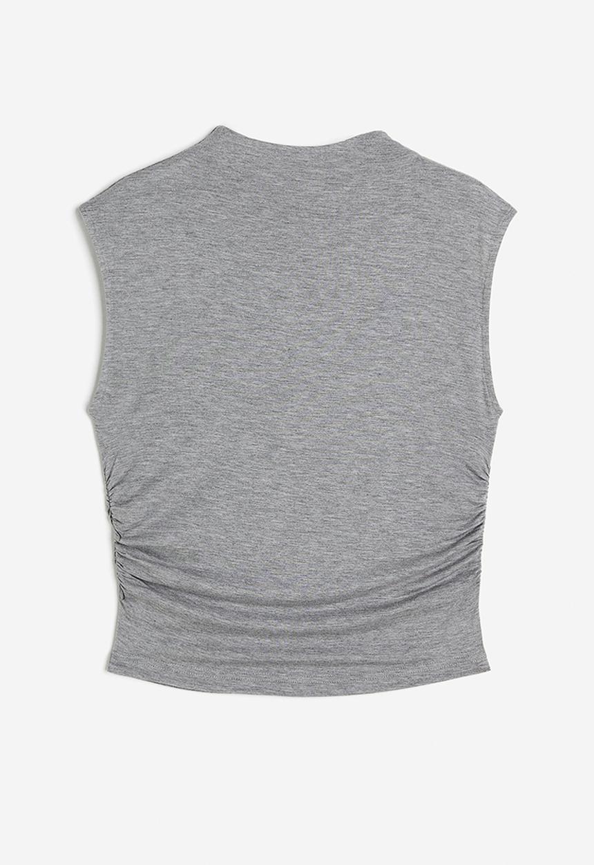 H&M - Cropped turtleneck top - grey marl