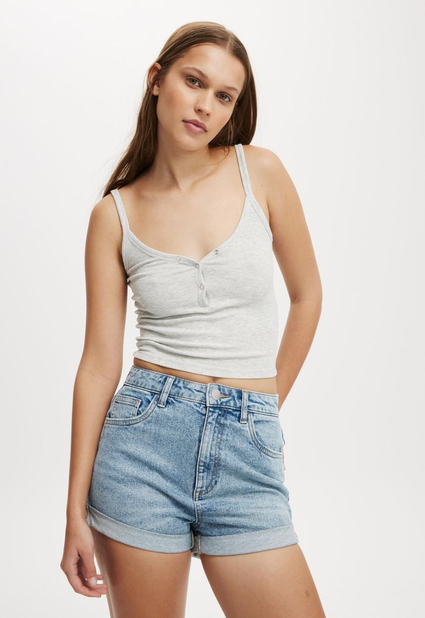 Cotton On - High Rise Classic Stretch Denim Short - Bells Blue
