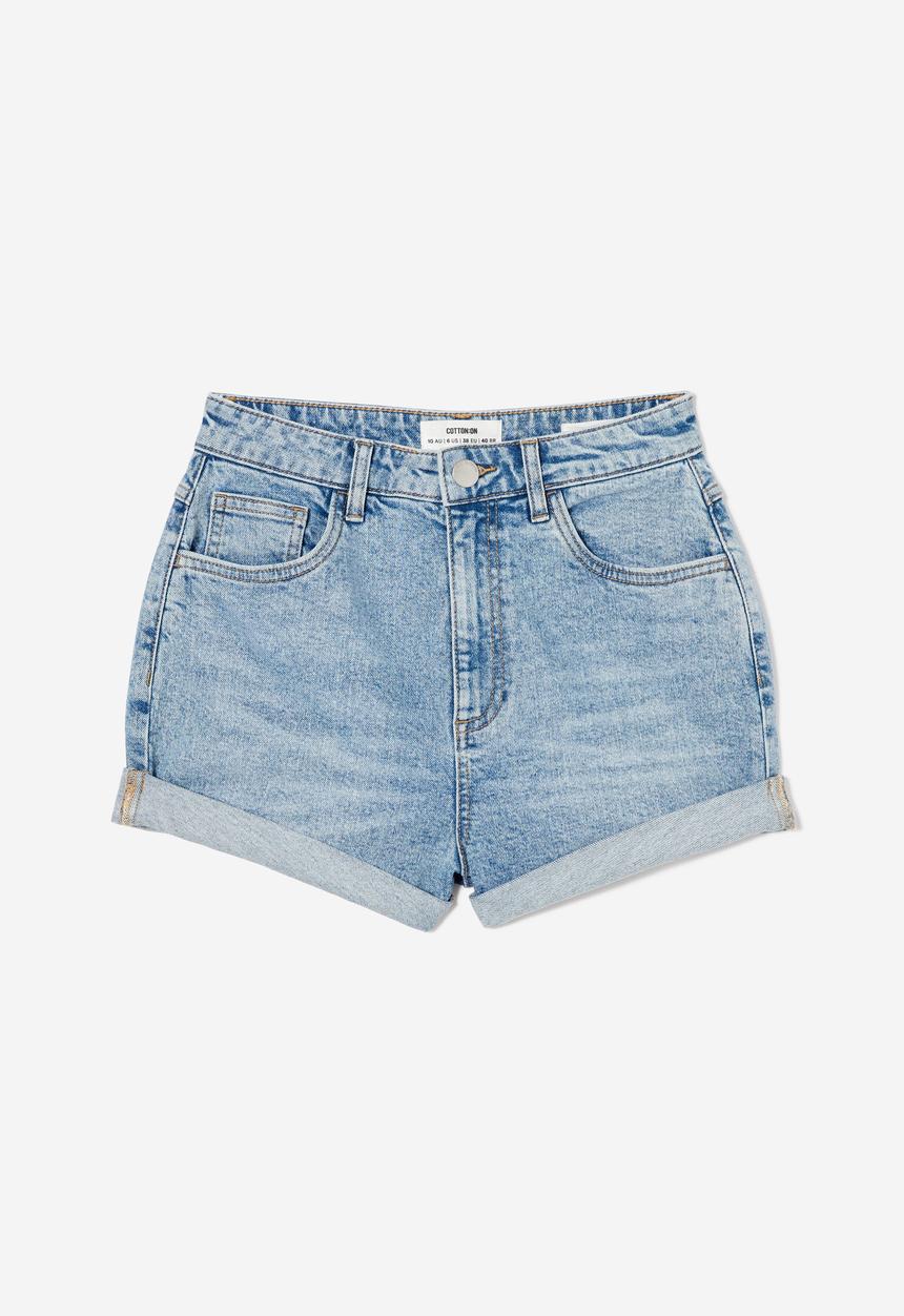 Cotton On - High Rise Classic Stretch Denim Short - Bells Blue
