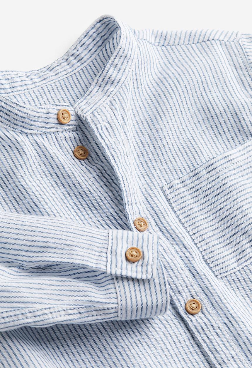 H&M - Grandad cotton shirt - white,blue