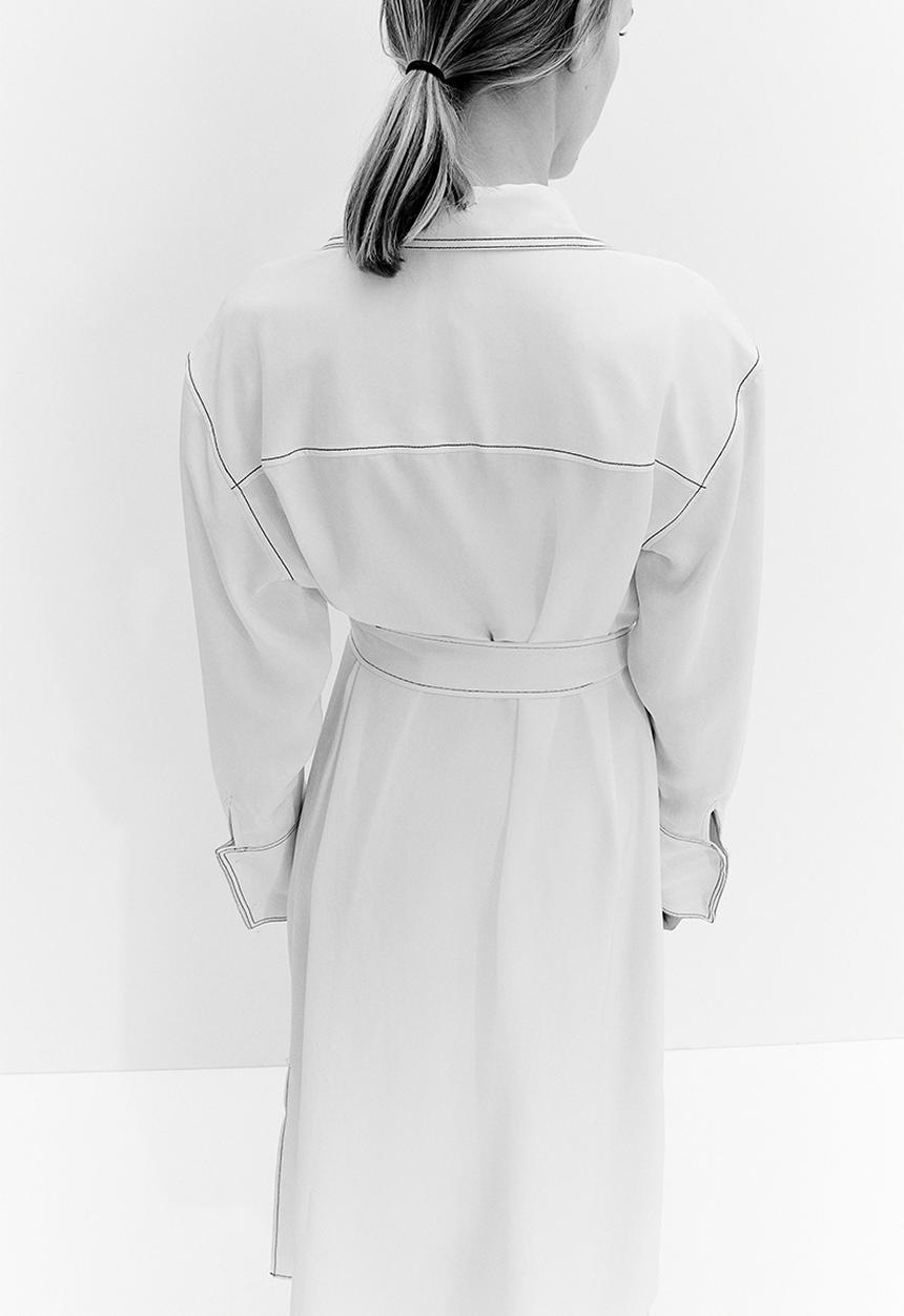 H&M - Tie-belt shirt dress - cream
