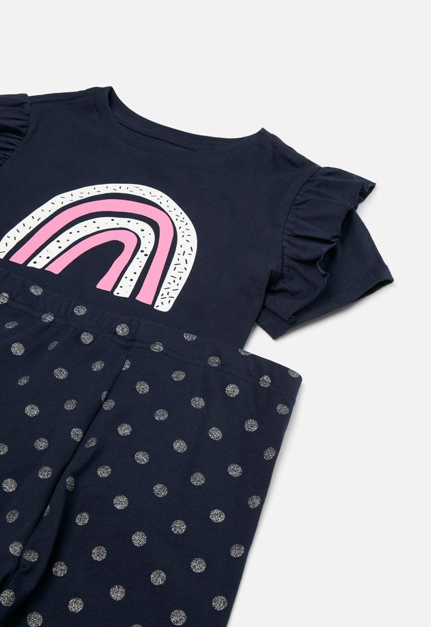 Pop Candy - Frill tee & legging set - navy 