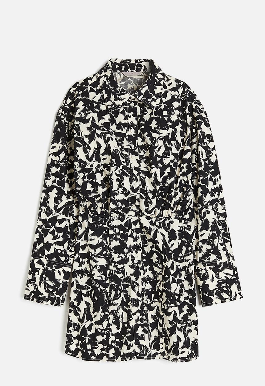 H&M - Cotton shirt dress - black patterned