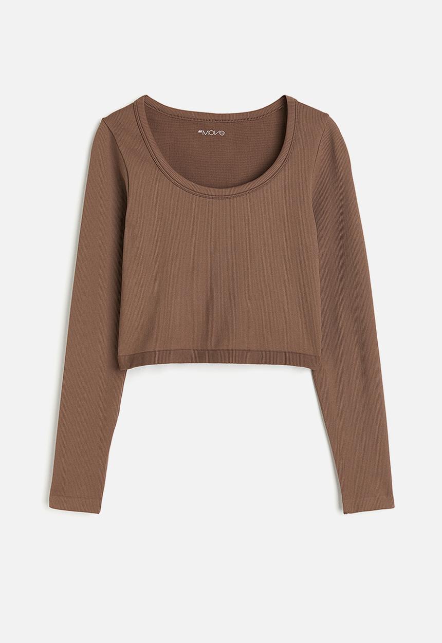 H&M - Drymove™ seamless cropped sports top - brown