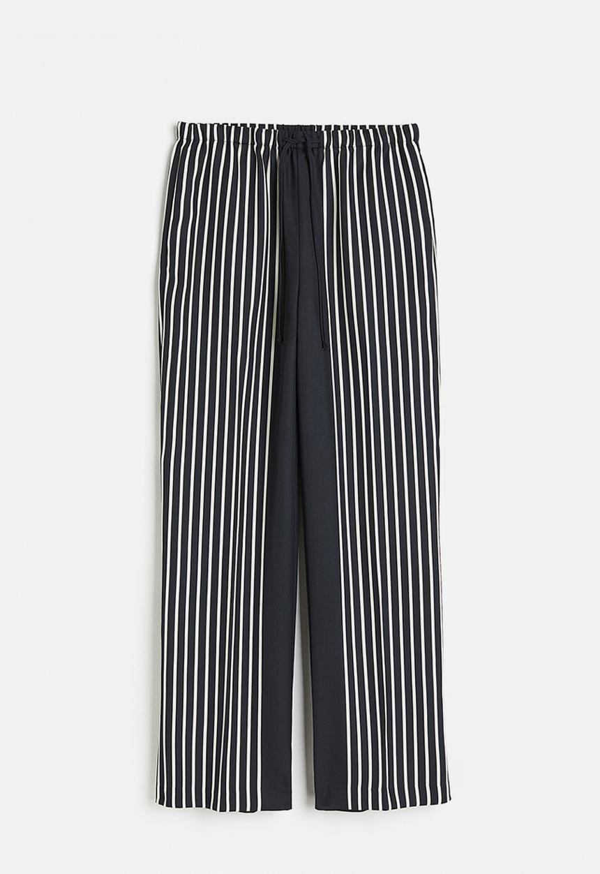 H&M - Wide trousers - navy blue striped