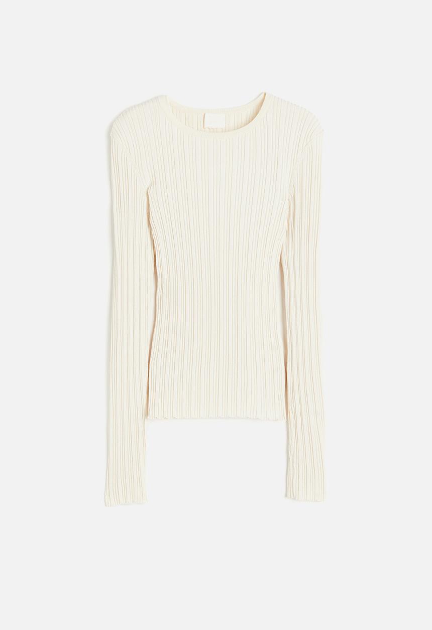 H&M - Rib-knit top - cream