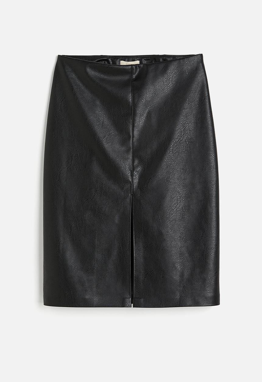 H&M - Coated pencil skirt - black