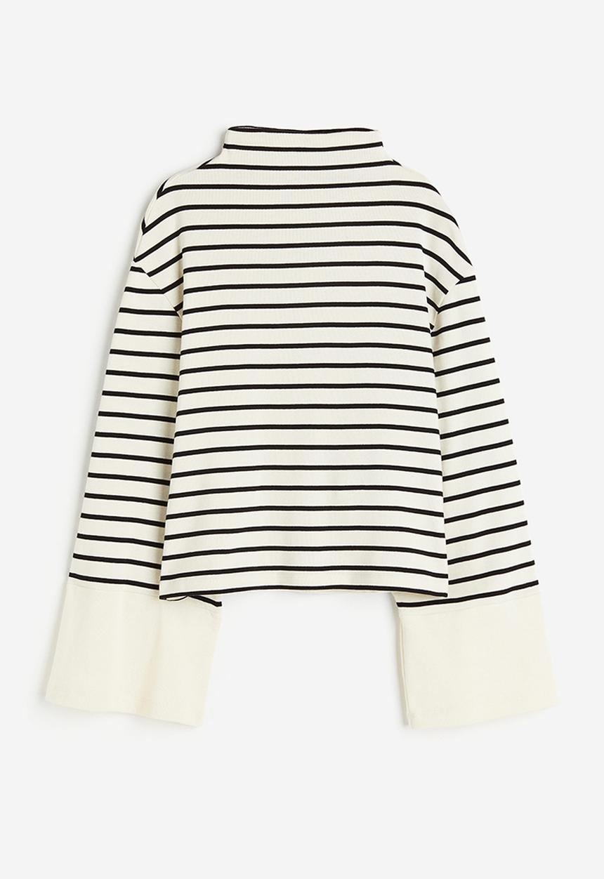 H&M - Cotton jersey top - white & striped