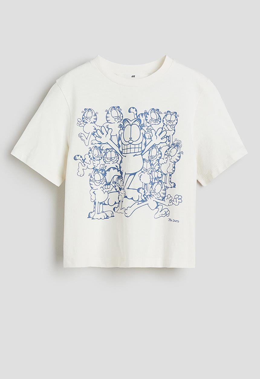 H&M - Printed T-shirt - white garfield