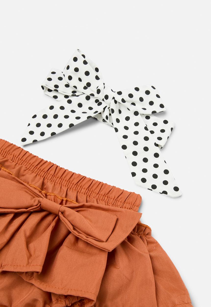Pop Candy - Bloomer and top set - brown & white 