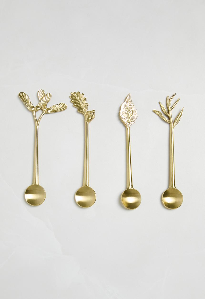 Sixth Floor - Leafy Teaspoons set of 4 - Gold