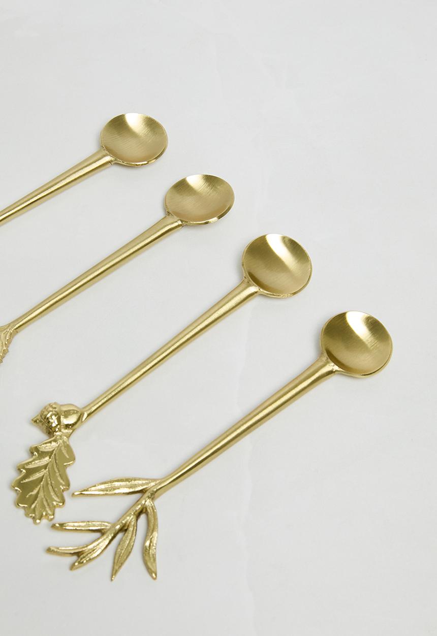 Sixth Floor - Leafy Teaspoons set of 4 - Gold