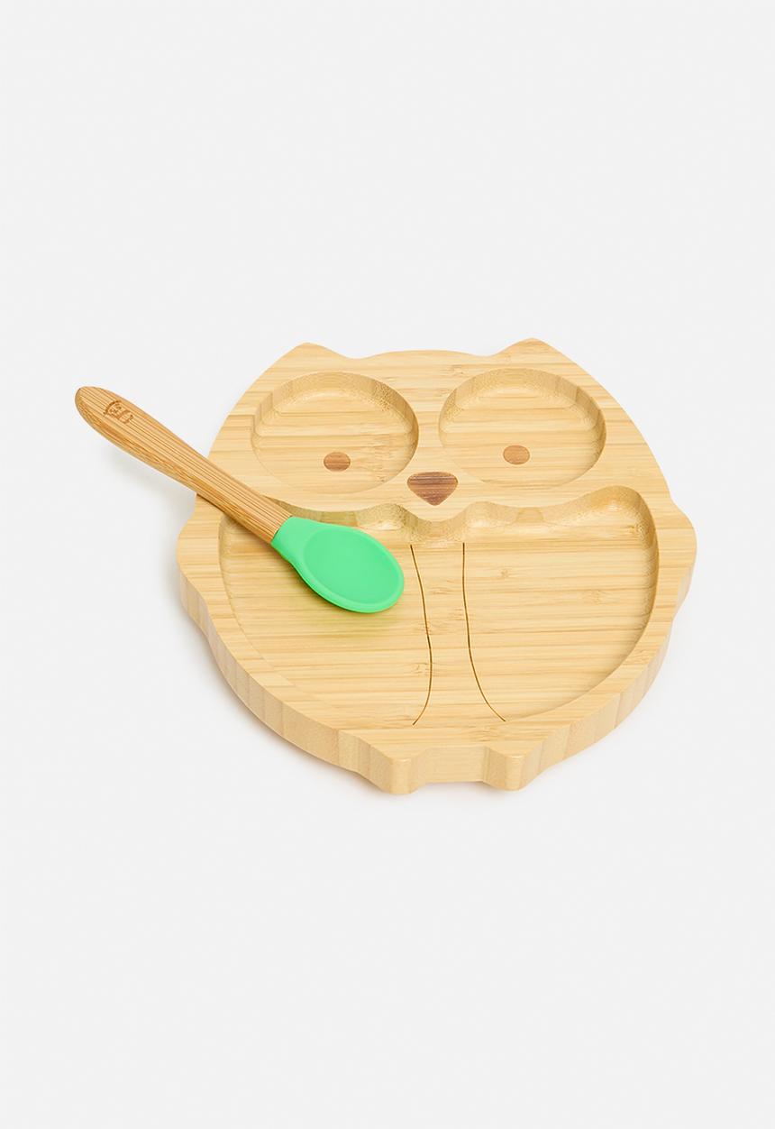 Nicolson Russell - Bamboobino Owl plate - Green