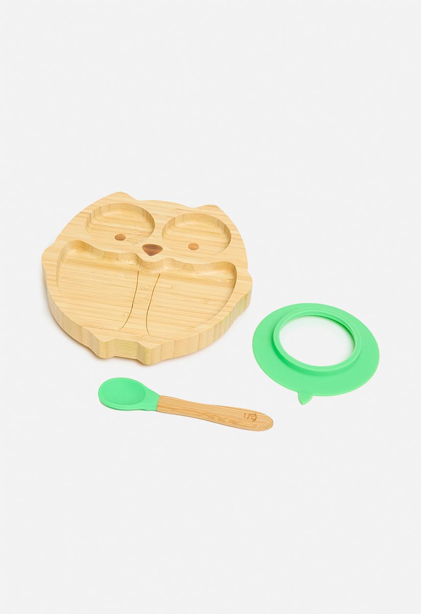 Nicolson Russell - Bamboobino Owl plate - Green