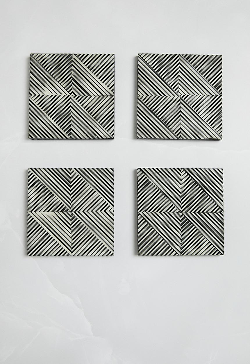Sixth Floor - Lines Coaster set of 4 - Black & White