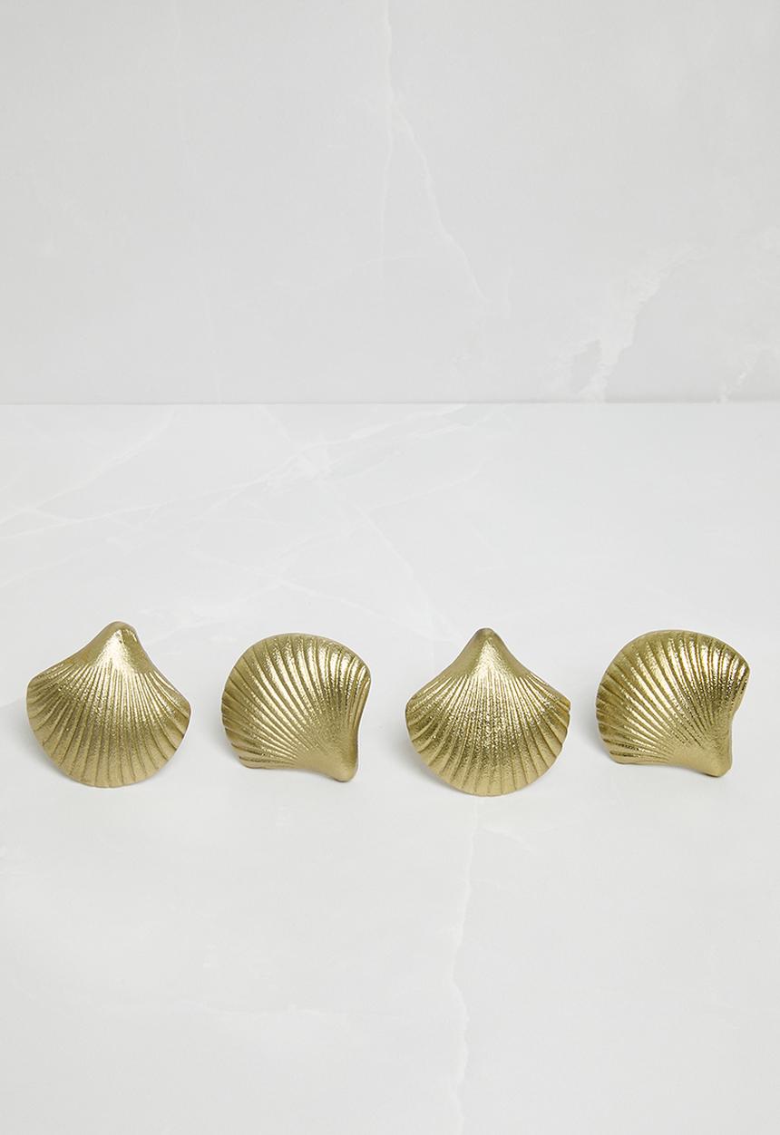 Sixth Floor - Shelly Napkin Rings set of 4 - Gold