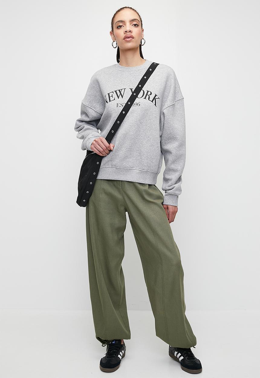 Superbalist - New york printed crew - grey mel