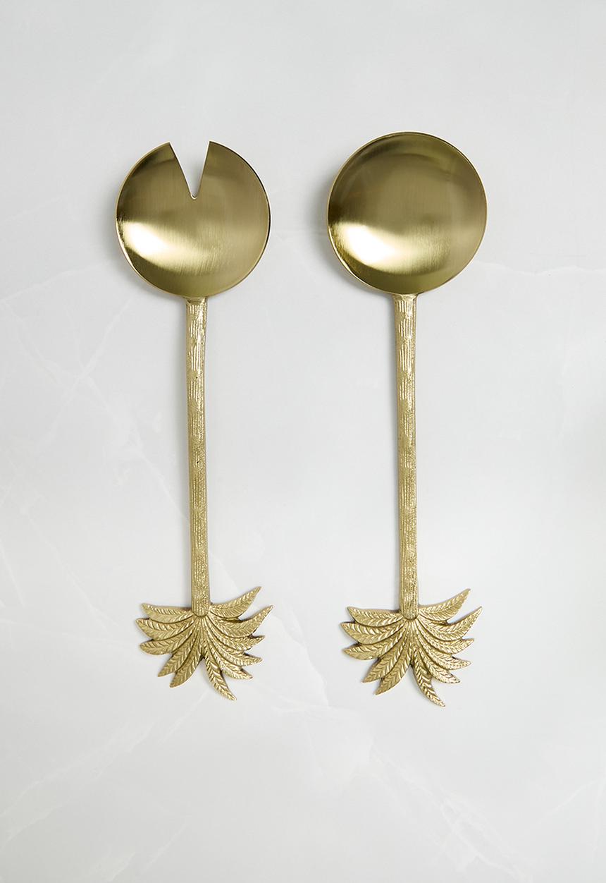 Sixth Floor - Palm Serving Spoons set of 2 - Gold