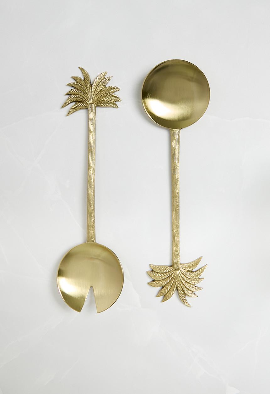 Sixth Floor - Palm Serving Spoons set of 2 - Gold