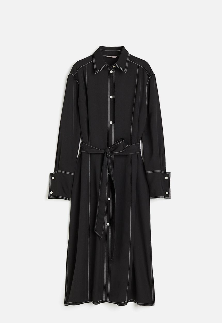 H&M - Tie-belt shirt dress - black