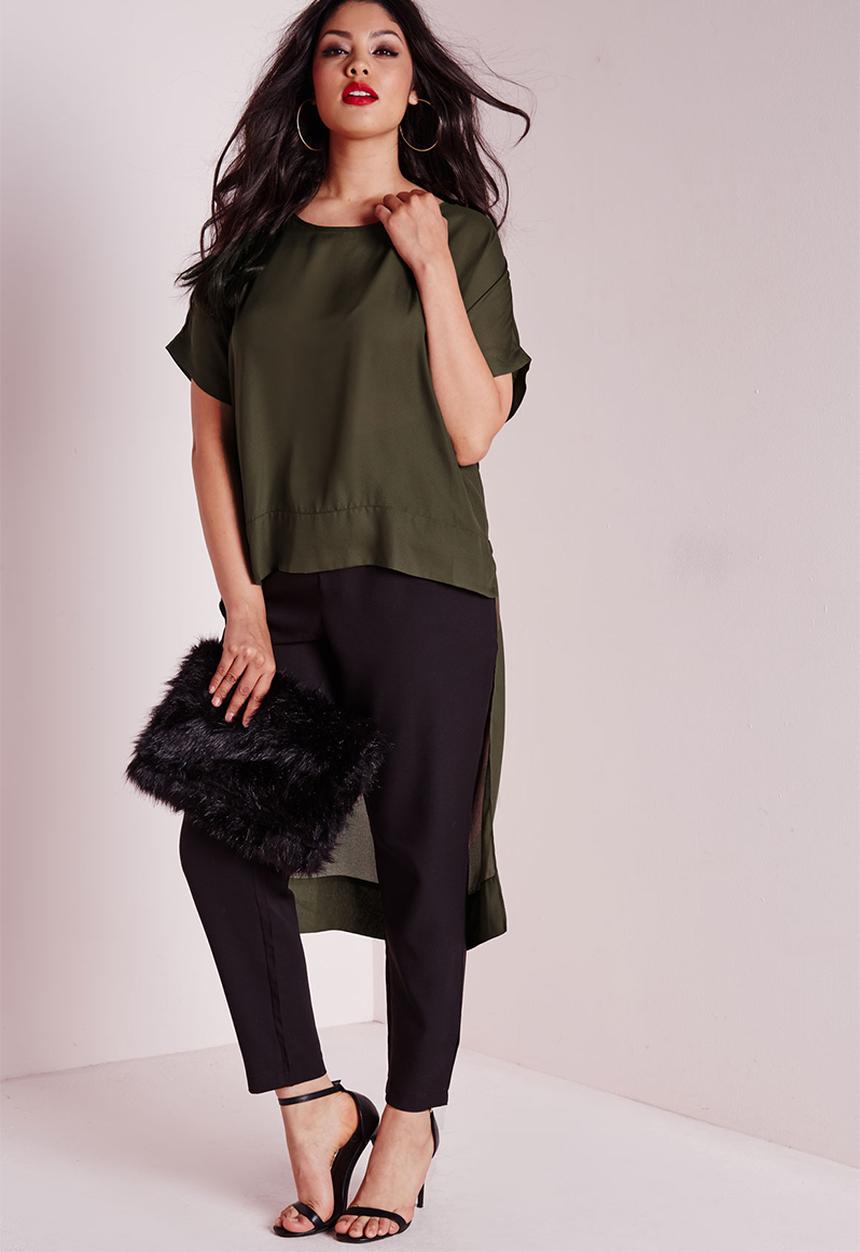 Missguided - Plus size drop hem chiffon top