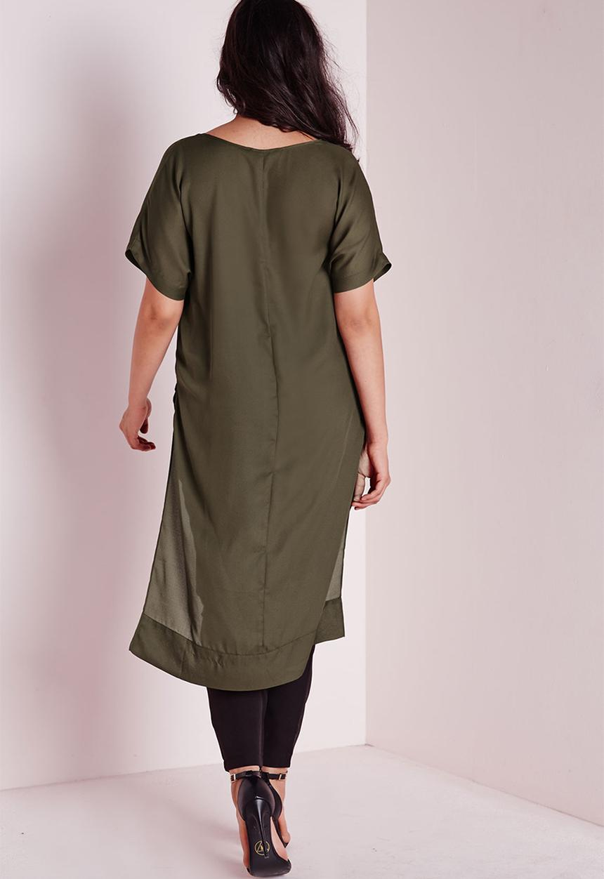 Missguided - Plus size drop hem chiffon top