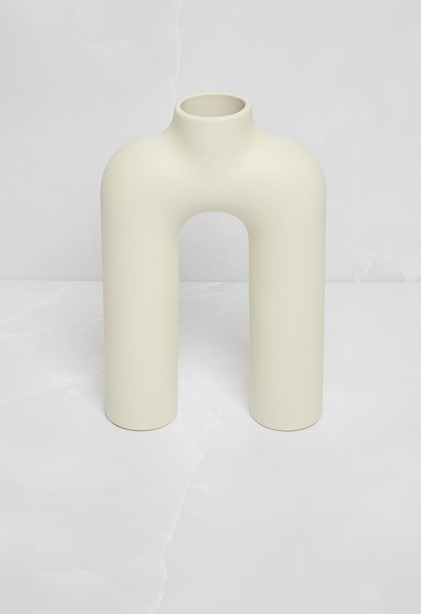 Sixth Floor - Art Deco Ceramic Vase - White