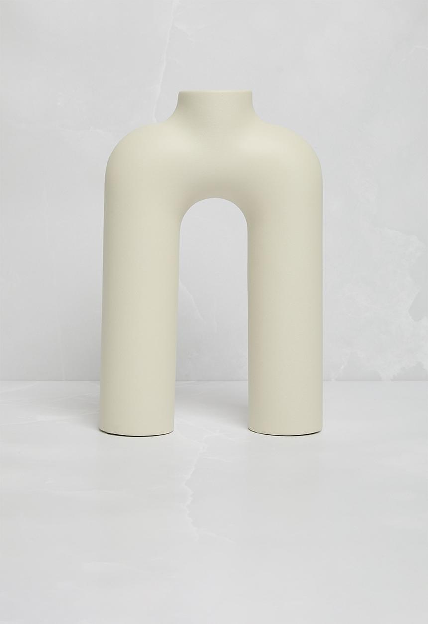 Sixth Floor - Art Deco Ceramic Vase - White