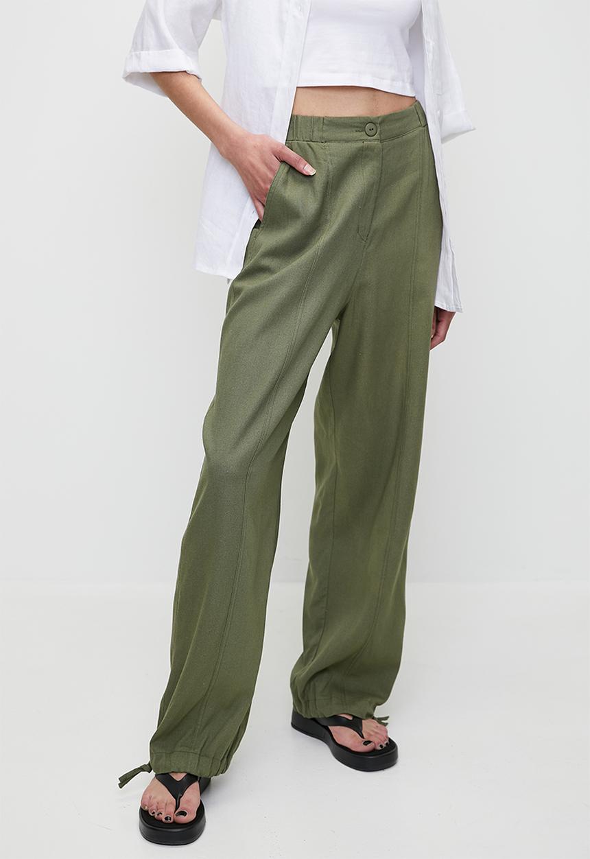 Superbalist - Linen barrel leg - green