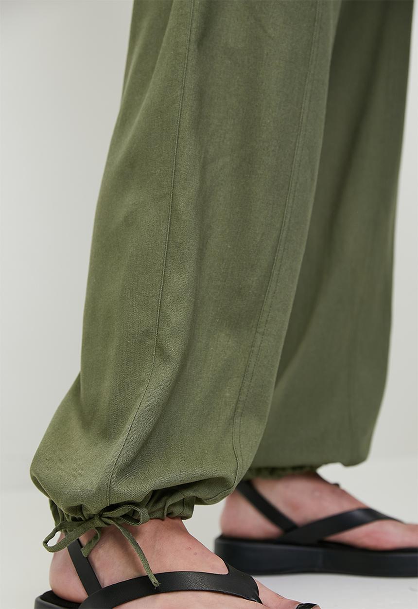 Superbalist - Linen barrel leg - green