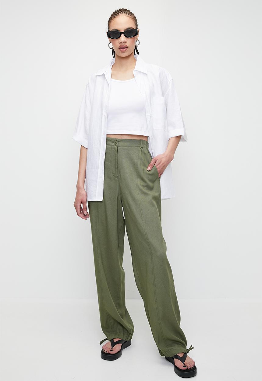 Superbalist - Linen barrel leg - green