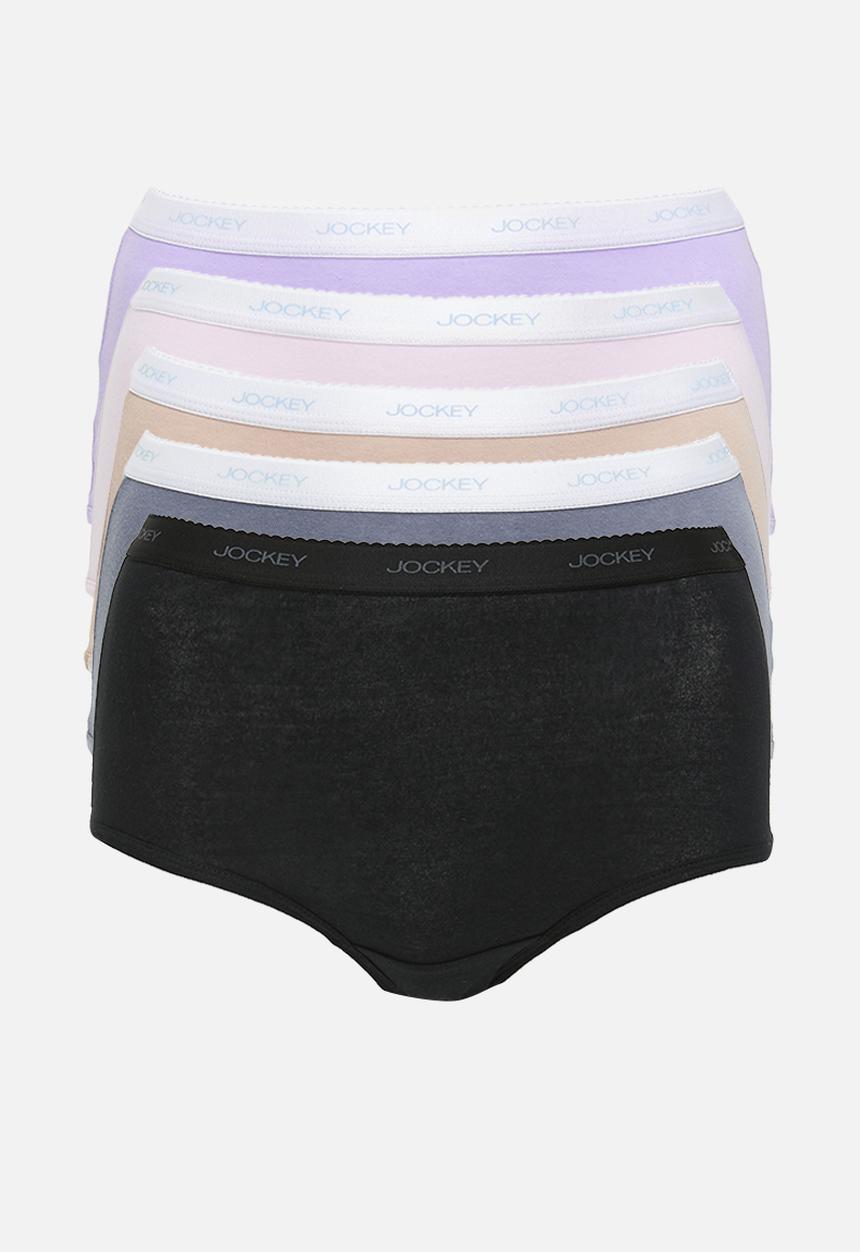 Jockey - 5 Pack plain full brief -- Lilac/Pink/Grisalle/red/Black