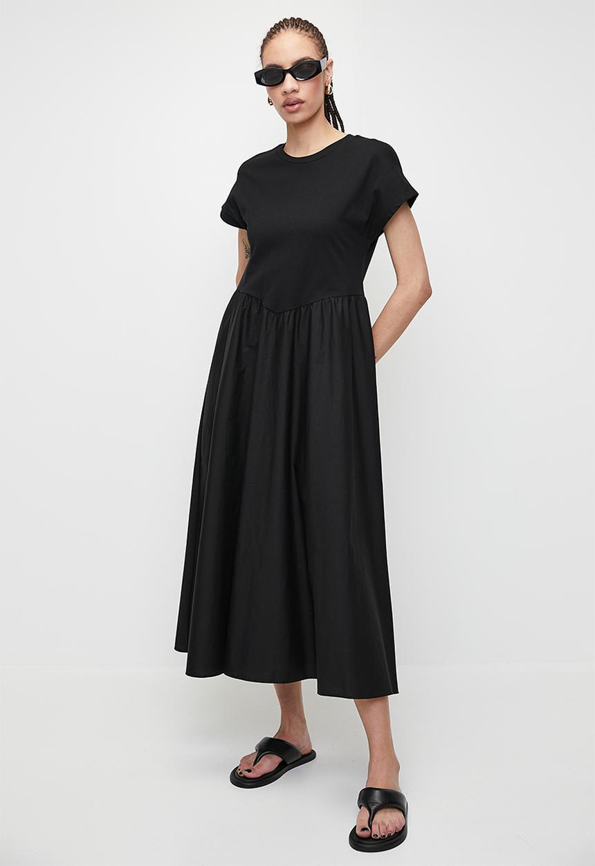 Superbalist - Combo fit & flare midi dress - black