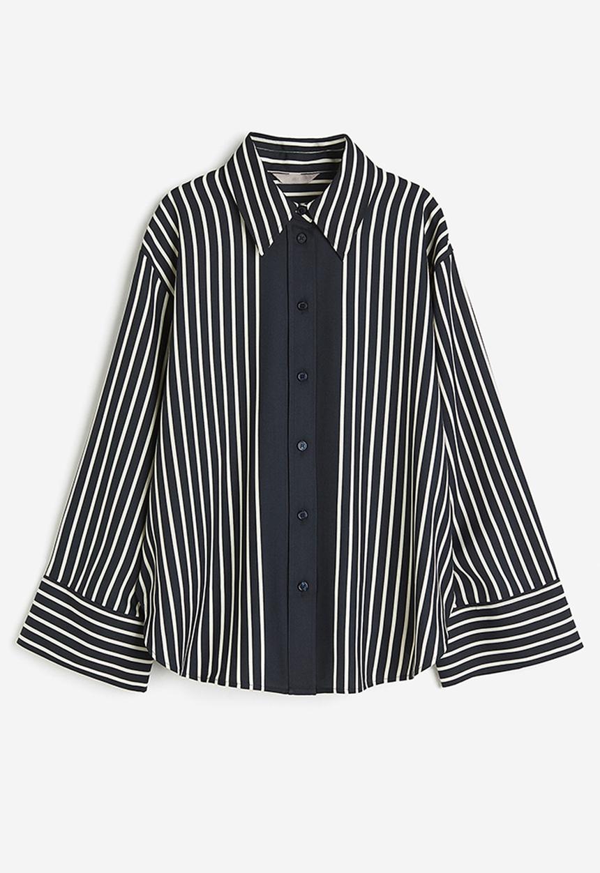 H&M - Oversized shirt - navy blue & striped