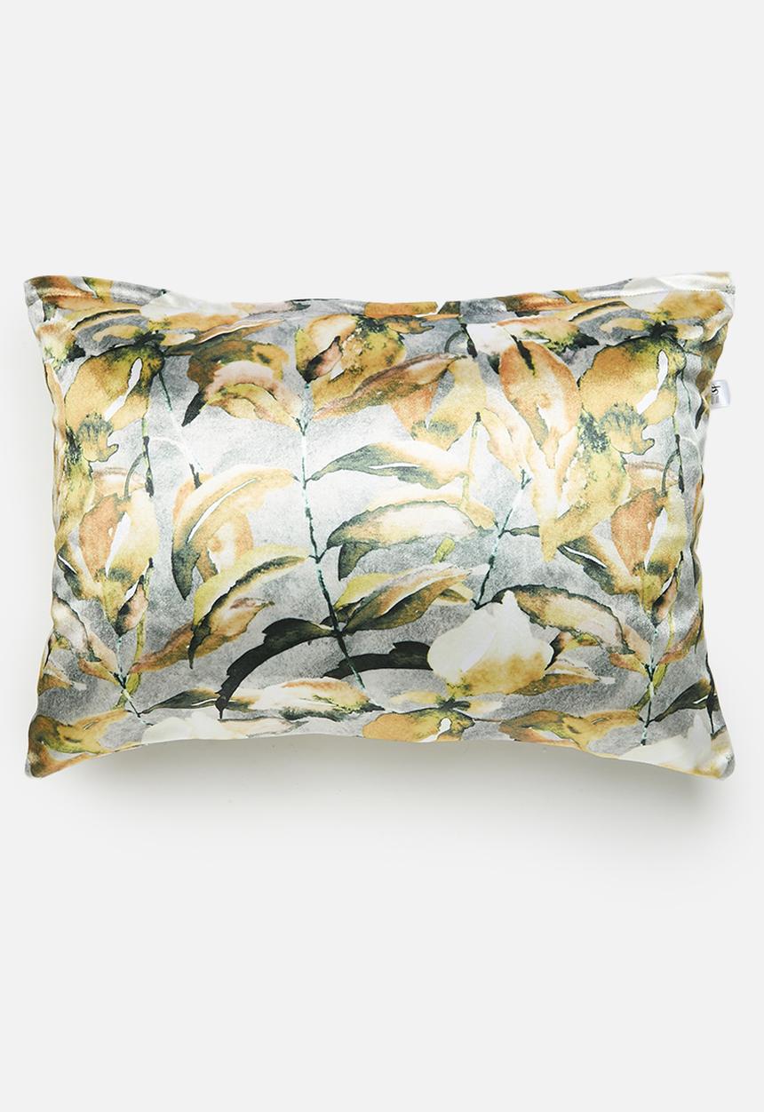 Sixth Floor - Flora printed velvet cushion cover - yellow