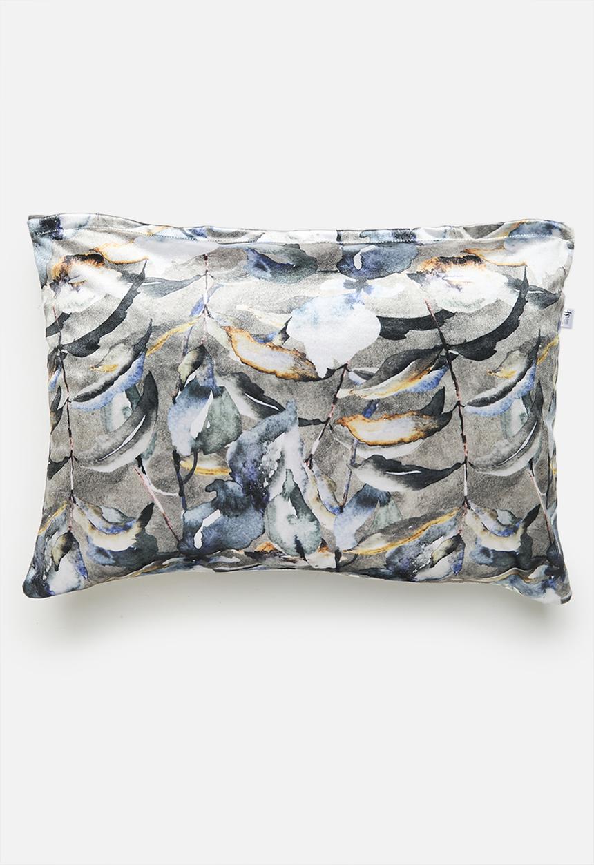 Sixth Floor - Flora printed velvet cushion cover - blue