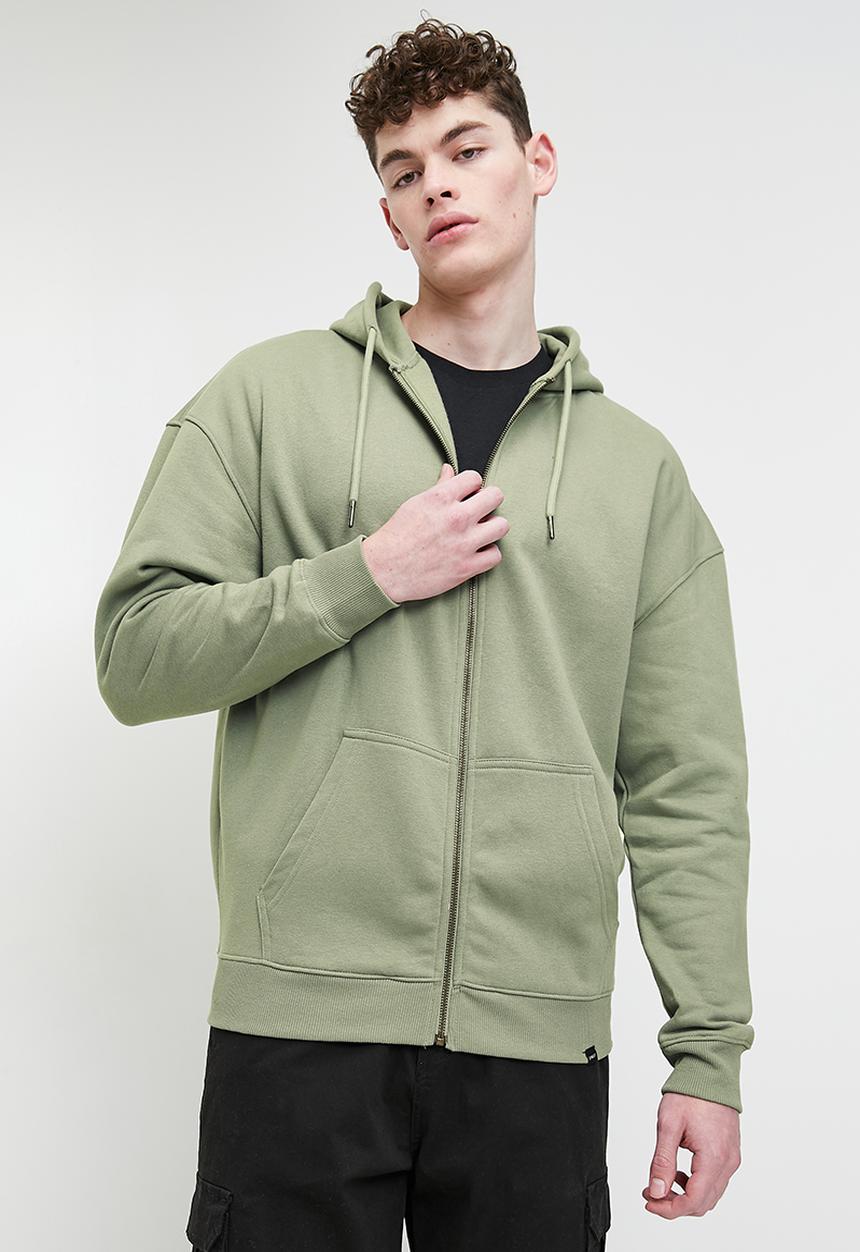 Superbalist - Relaxed Fit Zip Thru Hoodie - Olive