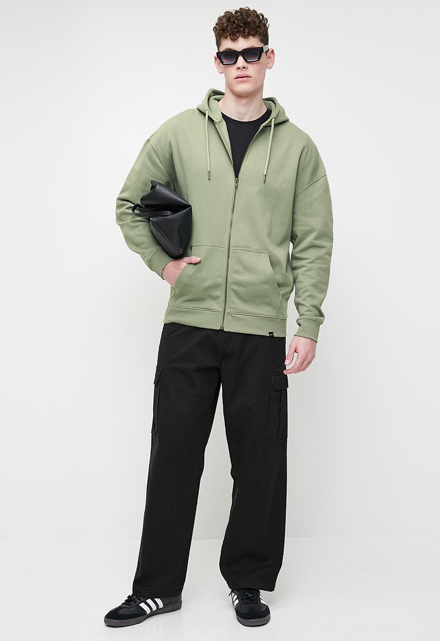 Superbalist - Relaxed Fit Zip Thru Hoodie - Olive