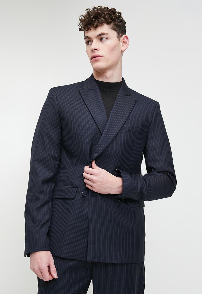 Superbalist - Double breasted Slim Fit Jacket - Navy pinstripe