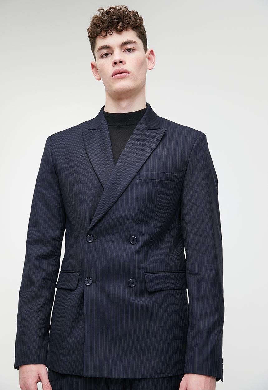 Superbalist - Double breasted Slim Fit Jacket - Navy pinstripe