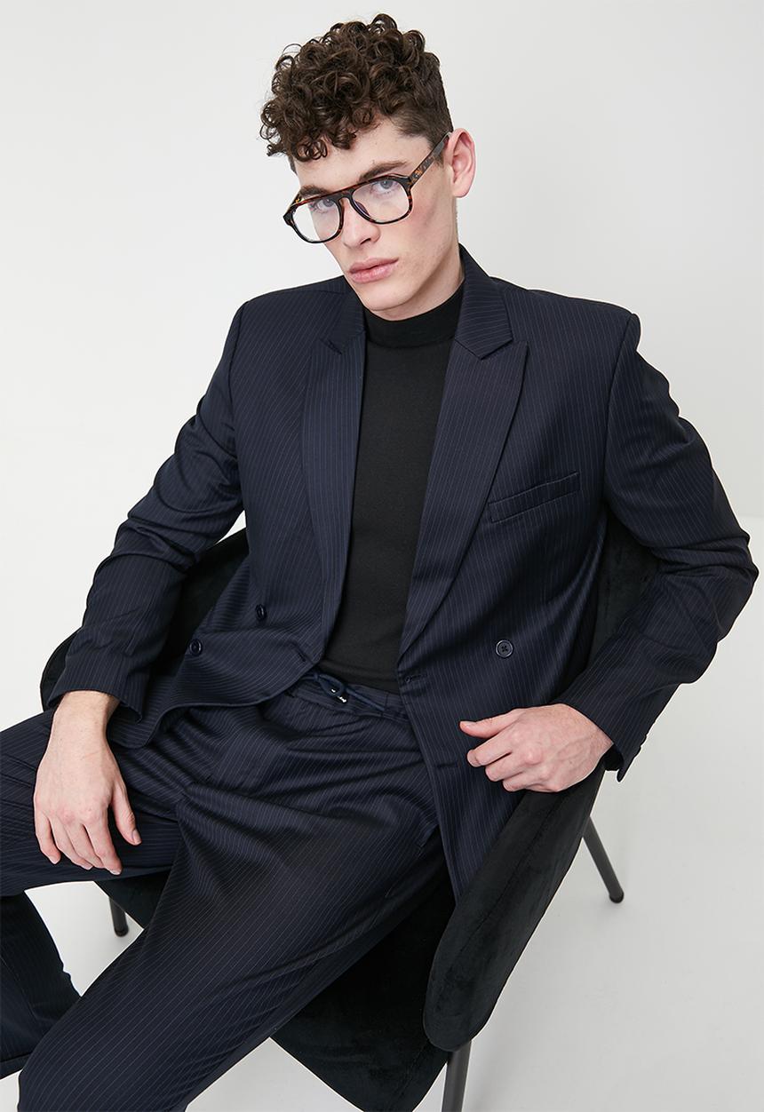 Superbalist - Double breasted Slim Fit Jacket - Navy pinstripe