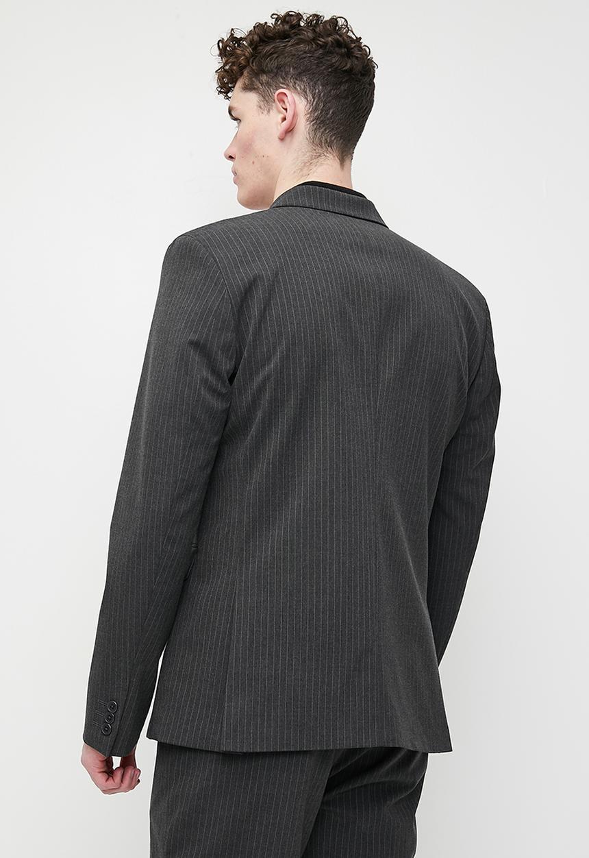 Superbalist - Double breasted Slim Fit Jacket - Grey pinstripe