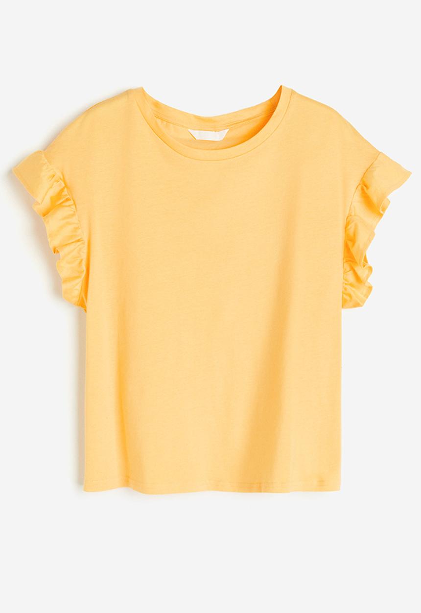 H&M - Frill-trim cotton top - yellow