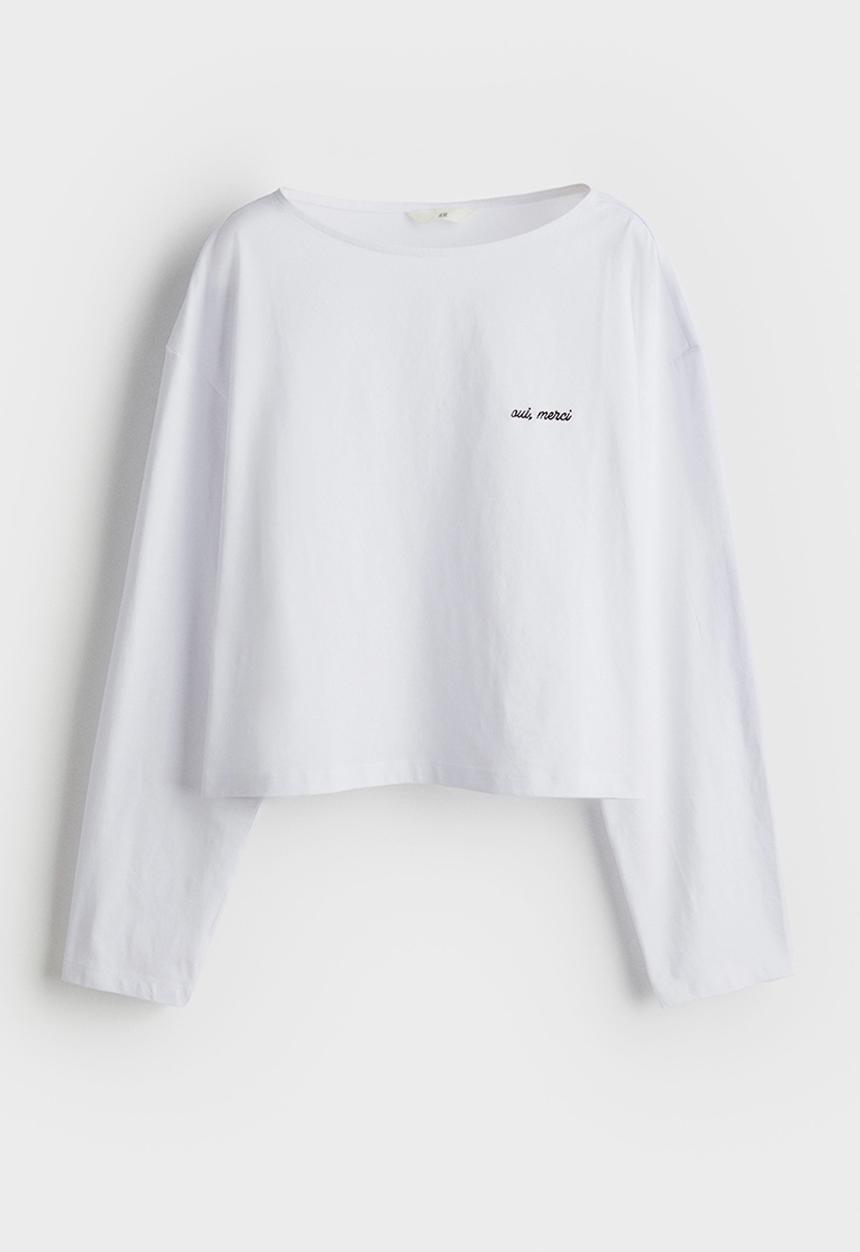 H&M - Oversized boat-neck top - white & oui merci