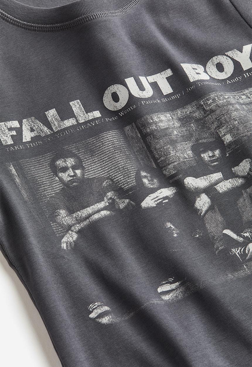 H&M - Printed t-shirt - dark grey & fall out boy