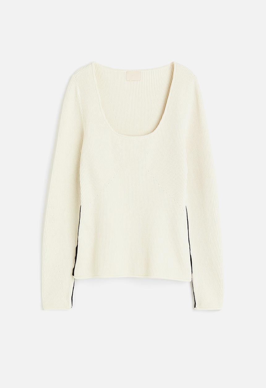 H&M - Rib-knit top - cream