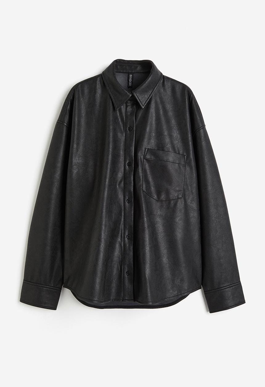 H&M - Oversized coated shirt - black