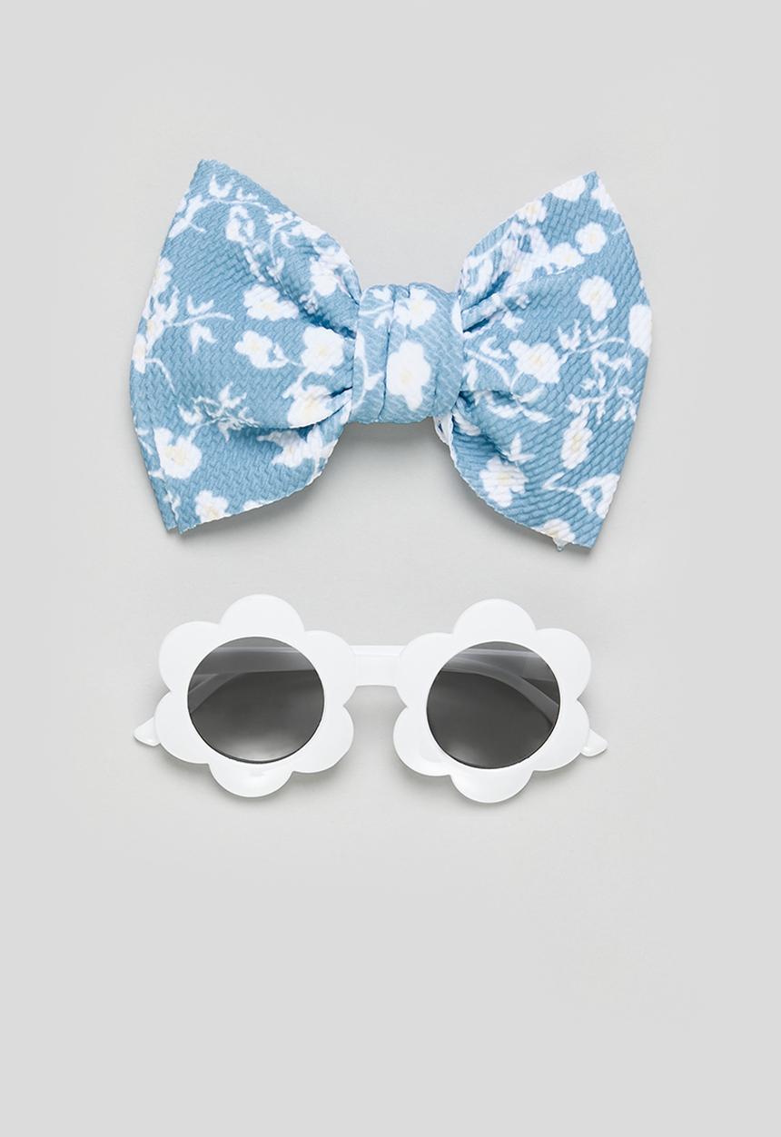 Pop Candy - Hair bow and sunglass set - blue & white