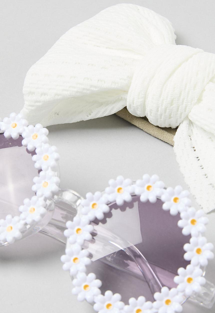 Pop Candy - Hair bow and sunglass set - white